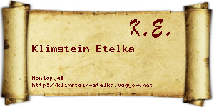 Klimstein Etelka névjegykártya